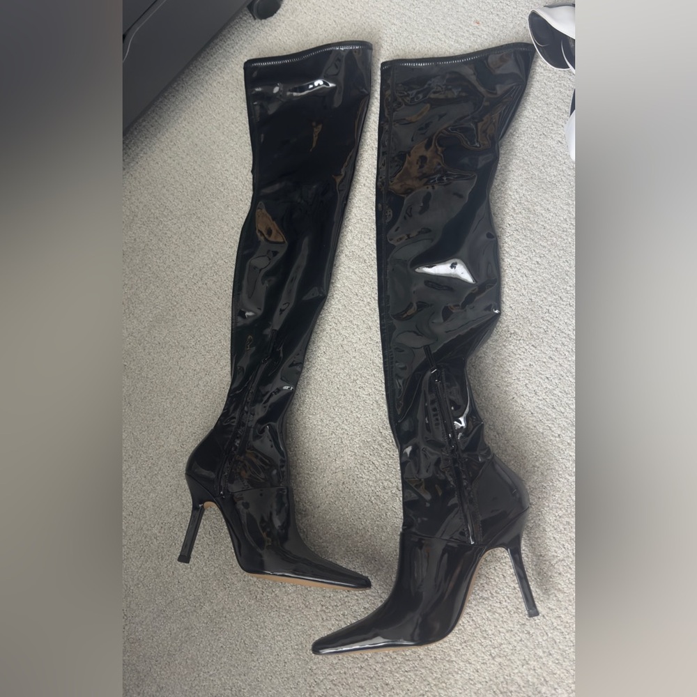 Black Over-the-Knee Stiletto Boots